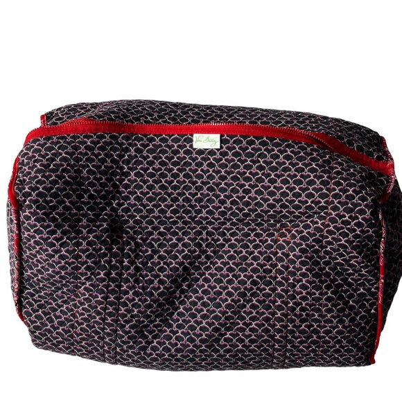 Vera Bradley Frankly Scarlet Duffel Bag Double Handle Quilted Pocket On Side Zip - Picture 4 of 12